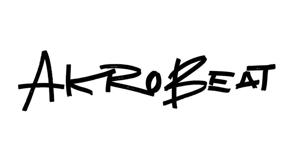Akrobeat logo Akrobeat skrevet med store, hurtige bogstaver