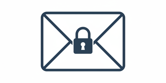 AI-genereret illustration af en konvolut med en hængelås på