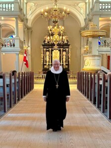 Foto af Erik Norman Svendsen i Garnisonskirkenra filmen "Jesus vender tilbage".