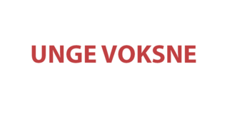 tekst rødt på hvidt: unge voksne